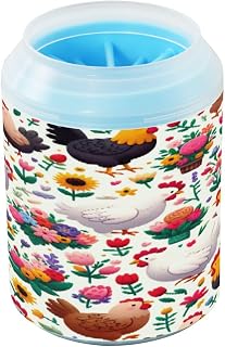 Dog Paw Cleaner Chickens with Flowers Portable Dog Paw Washer, Pet Foot Cleaner, Muddy Paw Cleaner for Small Medium Large Breed Dogs/Cats