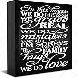 Funny Well Wooden Box Sign In This House We Do Second Chances We Do Grace We Do Real Wood Box Sign Art Home Bathroom Shelf Desk Decoration 5 X 5 Inches Present