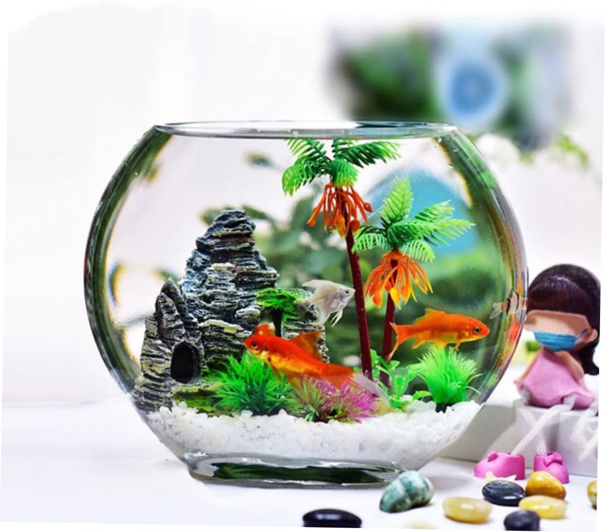 Mipcase Transparent Tabletop Aquarium Tank Multi Function Betta Fish Bowl Terrarium Glass Container for Office Home Decor and Hydroponic Planting Thickened Crack Resistant Material Gift