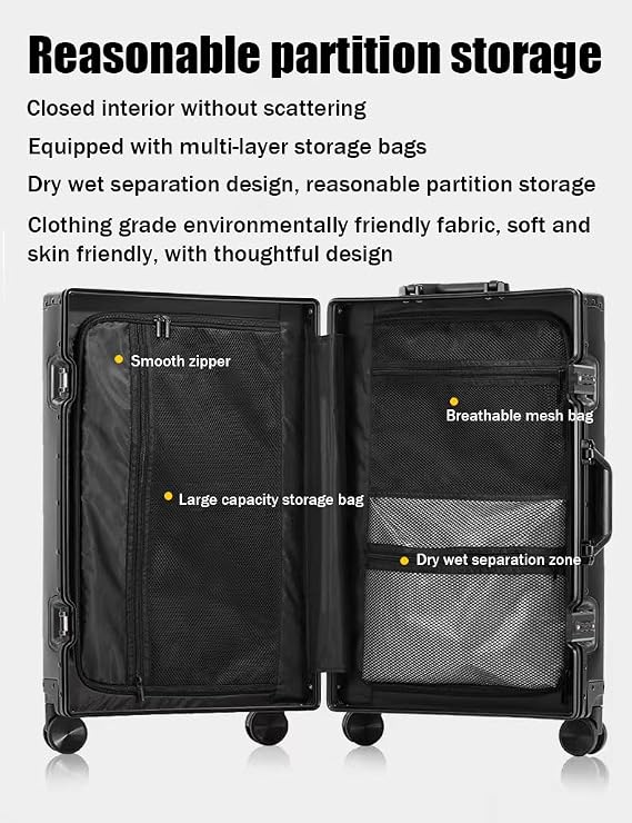 Generic All Aluminum Carry On Luggage with TSA Locks and Spinner Wheels Zipperless Hard Shell Alloy Metal Suitcase (Gray, 26 inches)