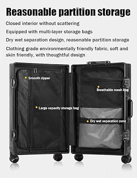 Generic All Aluminum Carry On Luggage with TSA Locks and Spinner Wheels Zipperless Hard Shell Alloy Metal Suitcase (Gray, 26 inches)