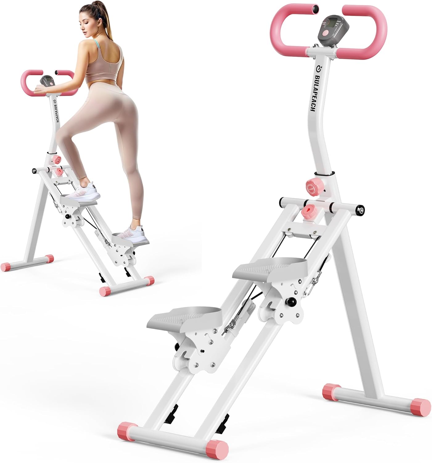 Stair Stepper for Home, Vertical Climber Workout Machine with Handlebar for Full Body Exercise Stair Climber Machine with Stable Frame & 3 Adjustable Height Pink