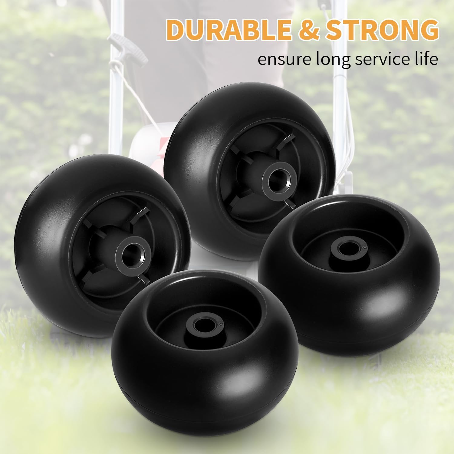 UP2WIN Mower Deck Wheels 753-04856A Compatible with Craftsman Hu sq Cu b C ad et J D Lawn Mower Tractor, Riding Lawn mower deck Rollers Work with 54" 48" Deck, Replace for 753-04856, 734-03058, 4 Pack