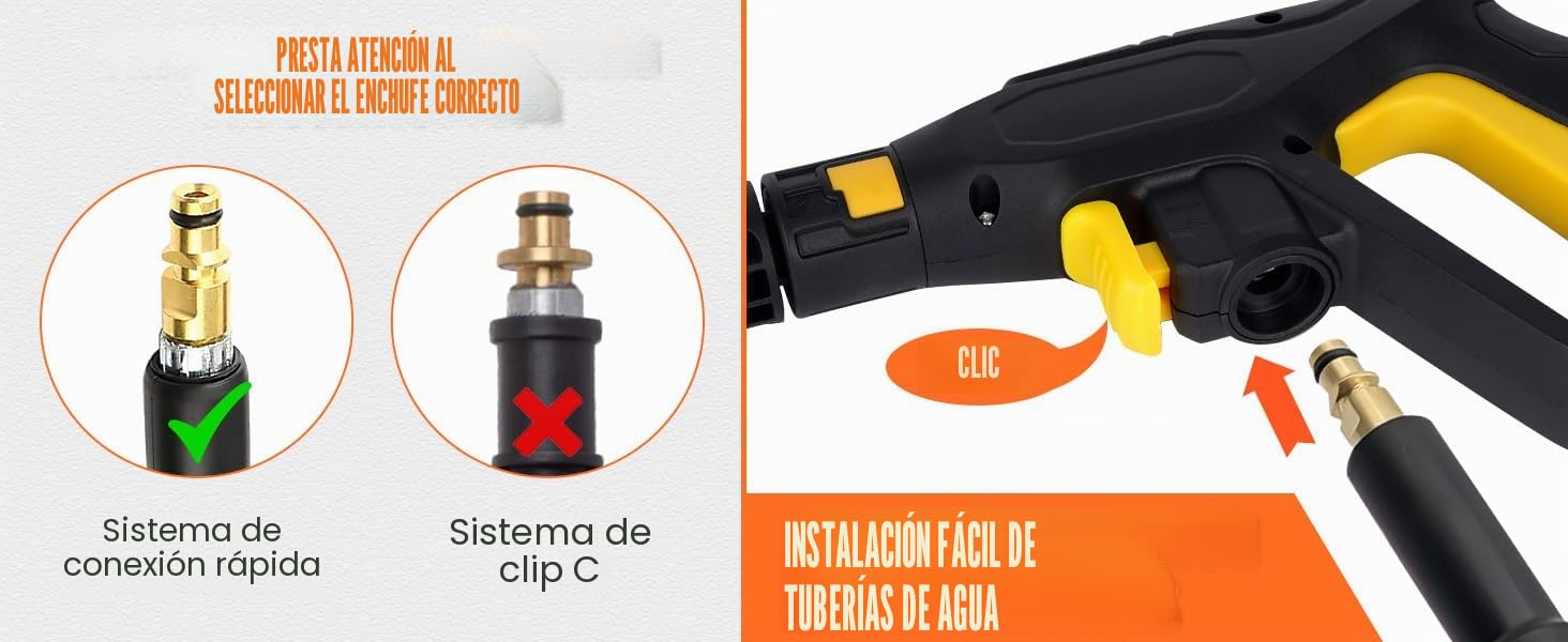YUET Pistola de Recambio Kit Lanza Quick Connect para Sistema de Rápida para Karcher K2 K3 K4 K5 K7 Pulverización de Lavadora para Limpiadoras a Presión