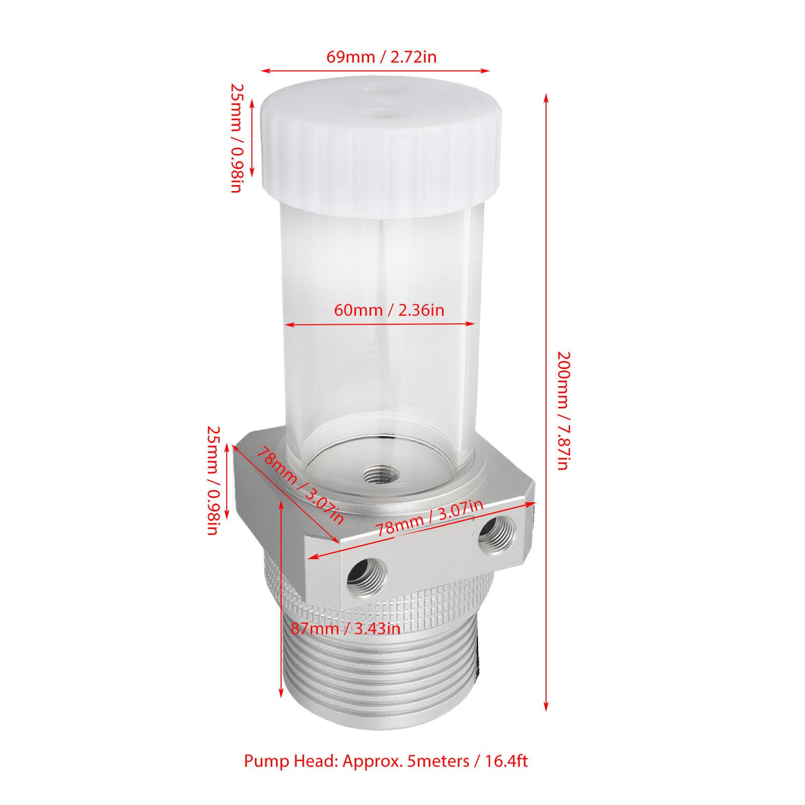 Pompa di Raffreddamento Ad Acqua per PC, Portata 1100 L/h Velocità 5900 Giri/min Controllo PWM Serbatoio Pompa D5 Combinato, Serbatoio per PC con Filettatura G1/4 Capacità di 200 Ml per di