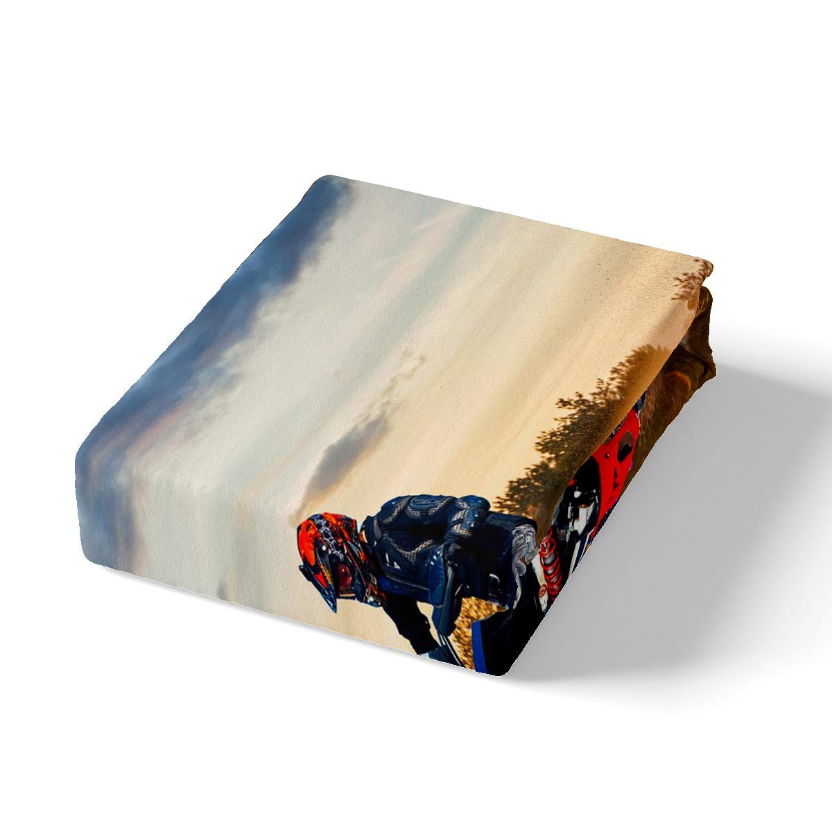 Motocross Racer Bedding Set Mountain Dirt Bike Duvet Cover Set for Kids Boys Girls Racing Motorcycle Comforter Cover Extreme Sports Competition Decor Quilt Cover Bedroom Collection 2Pcs Twin Size