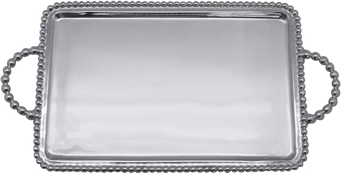 Mariposa Beaded Service Tray, One Size, Silver