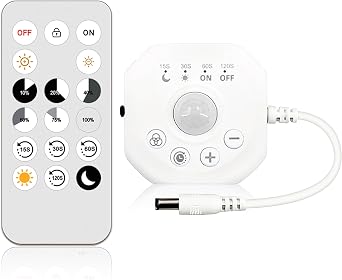 Pandery Motion Sensor LED Controller with Remote Control,PIR Motion Sensor Light Switch,DC5-24V,Max 3A,Timer & Dimming Capable,Suitable for 2835/3528 /COB LED Strip Lights