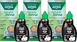 3 Adoçante Stévia Liquido Color Andina Frasco 30ml