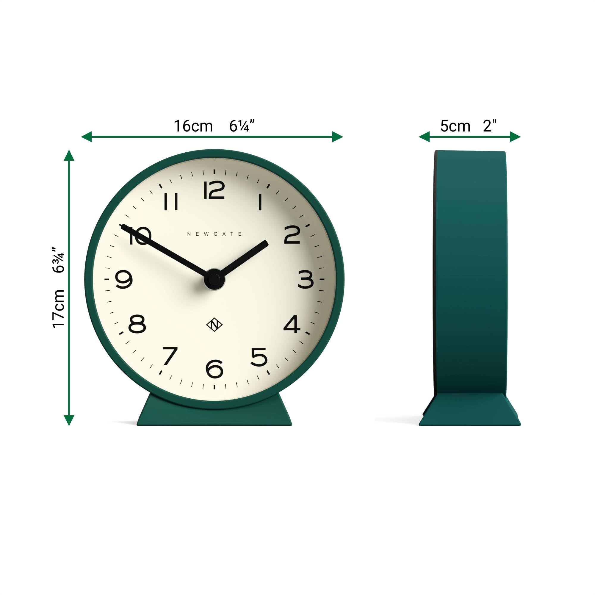 Newgate® M Orologio da scrivania Mantel Echo | Design moderno a tondo | Verde Eden | Numeri facili da leggere | Stile contemporaneo per scrivania, tavolo, mensola o comodino