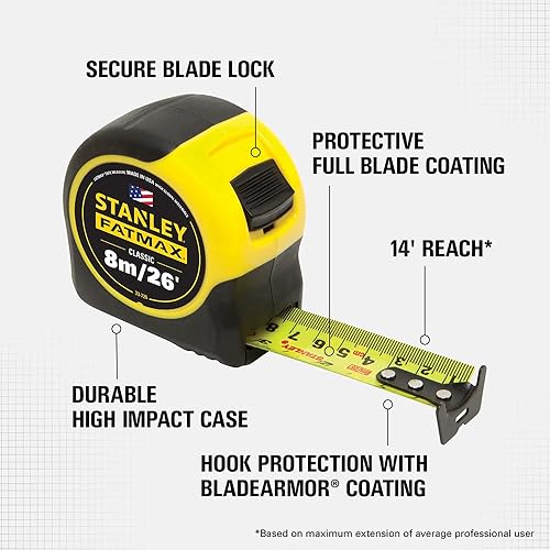 Vista 17 de Stanley Herramientas manuales 33-730 1-1/4" X 30' FatMax® Cinta métrica Amarillo/Negro