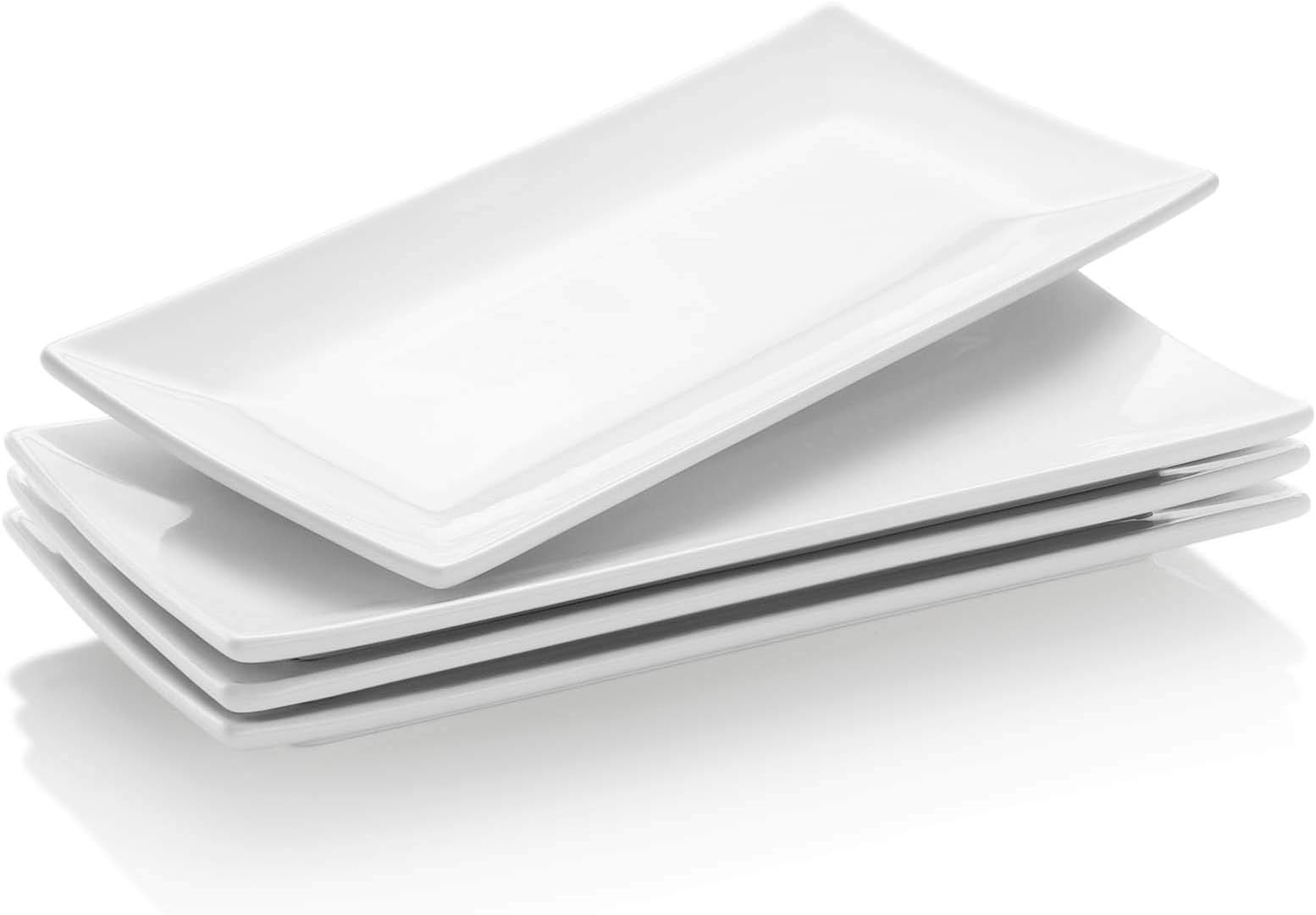Krockery Rectangular Porcelain Platters/Trays for Parties - 10 Inch, Set of 4