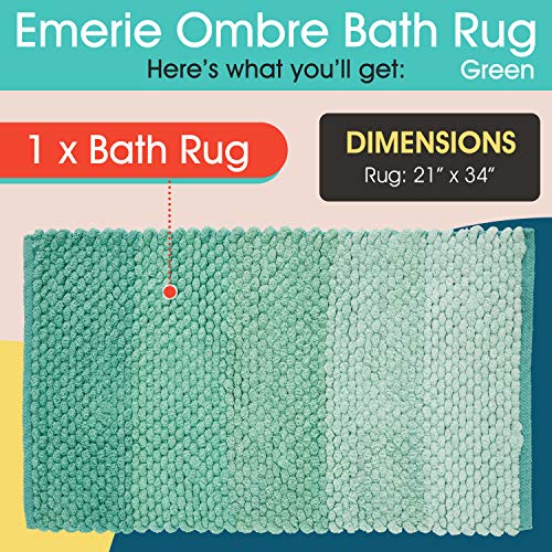 Refinery29| Emerie Collection Luxury Premium Ultra Soft Chenille Bath Rug, Non-Slip, Absorbent Plush Bath Mat For Tub, Shower & Bathroom, Machine Washable (21"X 34", Aqua) (Eem-Rug-2134-In-Aqua) #TOP2