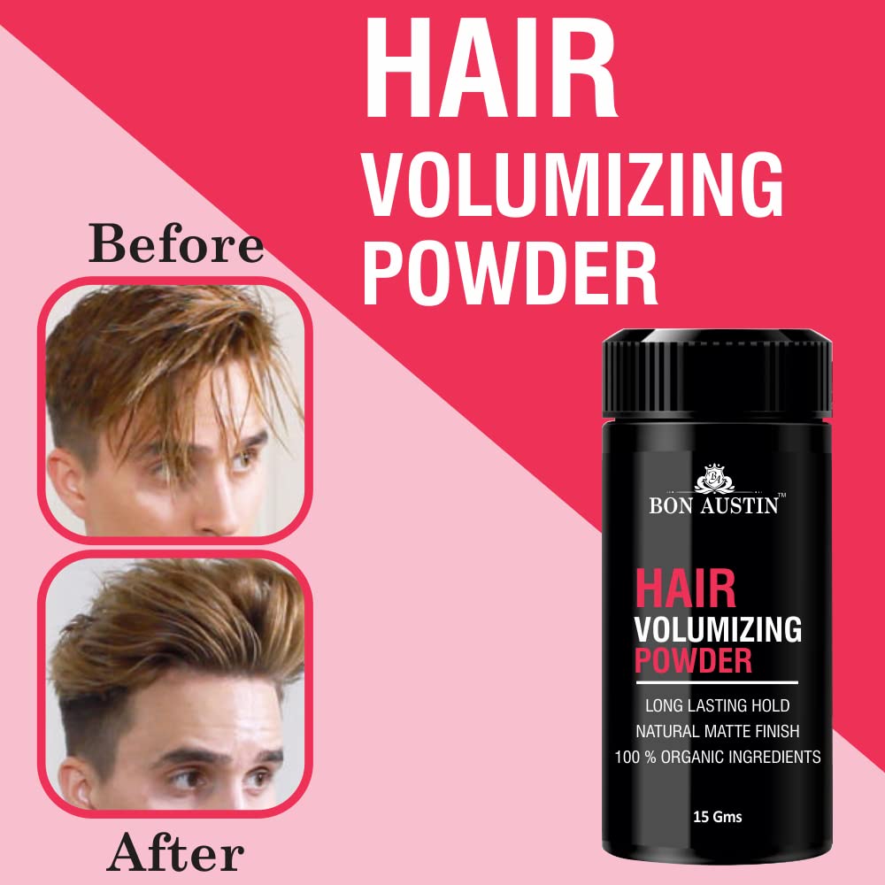 Bon Austin Hair Volumizing Powder strong hold | Matte Finish | 24 hrs hold | Natural & Safe Hair Styling Powder Pack of 1 15 Gms 3