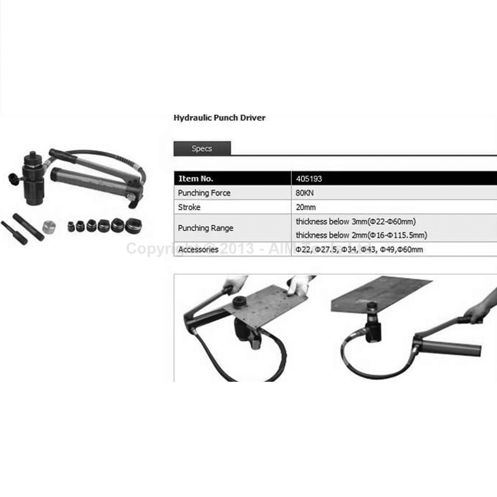 KATSU 10 Ton Punzone Idraulico Hydraulic Knockout Kit 22-60,5mm 6 Punzione Punzonatrice Idraulica in Metallo Strumento di Perforazione per Condotto Elettrico 405193