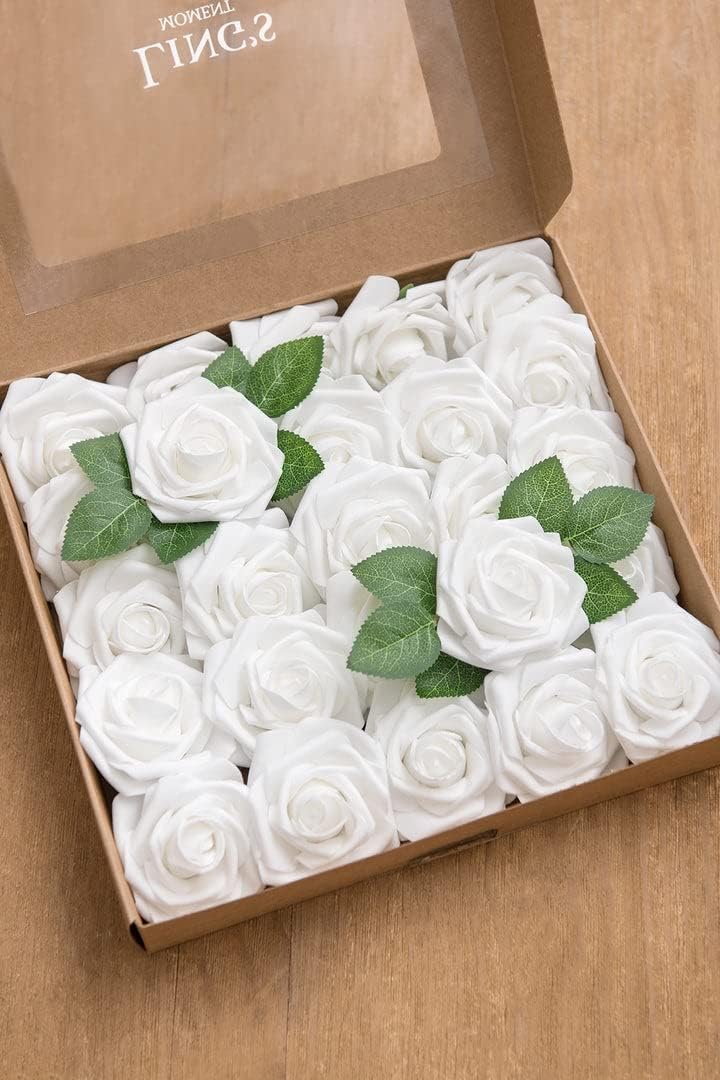 Ling's Moment Artificial Rose Flowers 25pcs Foam Roses w/Stem for DIY Wedding Bouquets Centerpieces Bridal Shower Party Home Decorations (Regular 3 inch /25pcs) - Image 7