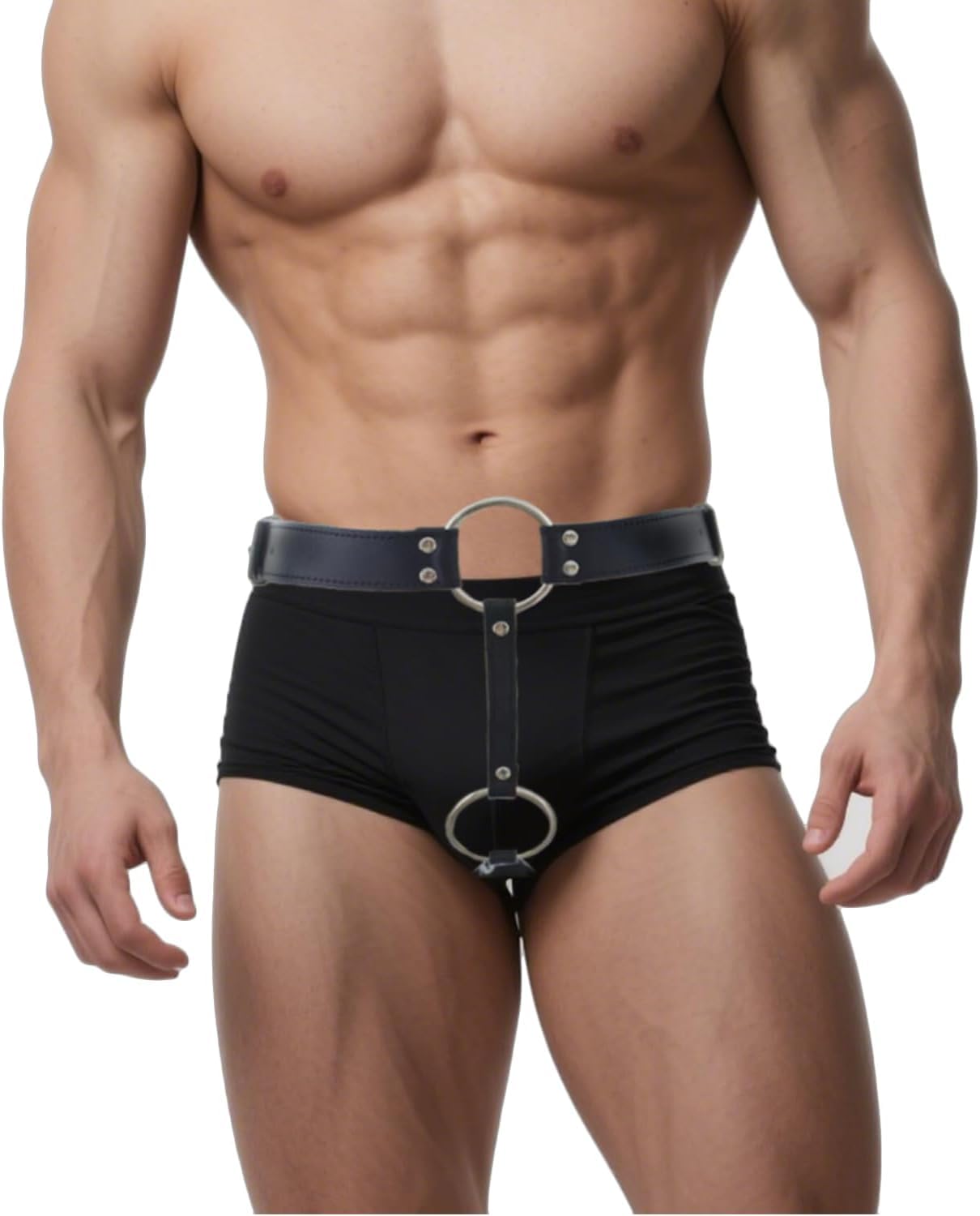 Leather Chastity Pants Male Chastity Belt for BDSM Restraints Anal Plug Adjustable Chastity Cage &amp; Anti-Off Device Strap Men's Adult SM Bondage Set