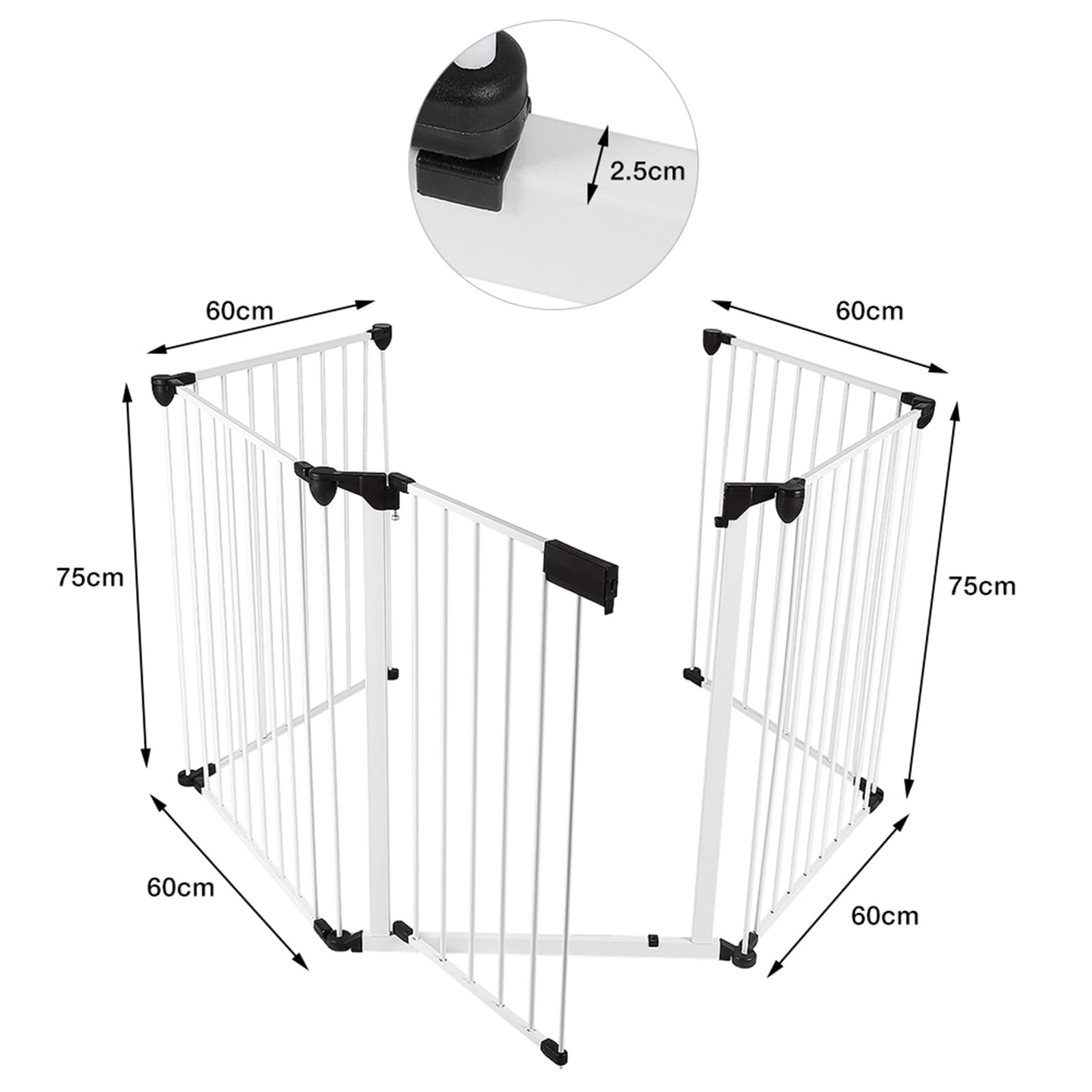 Homewell Barriera di sicurezza per bambini, Recinzione di sicurezza pieghevole per bambini, Barriera di protezione in 5 pezzi per scale, cucina, camino