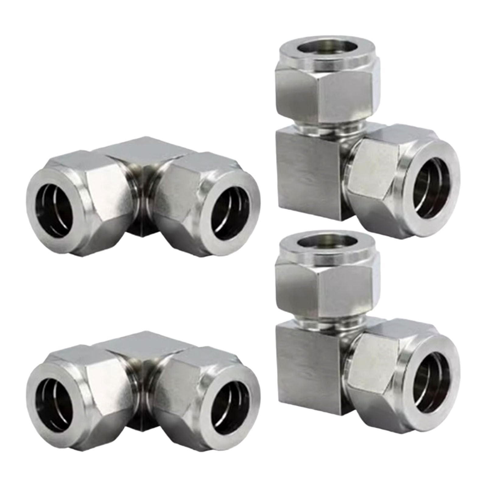 Rgybao 1/4 4Pcs 90 Degree Steel Compression Elbow 0.5 Inch Erosion Resistant Line Connectors Simple Instalaltion For Pipeline Double Nut Pipe Elbow Connector