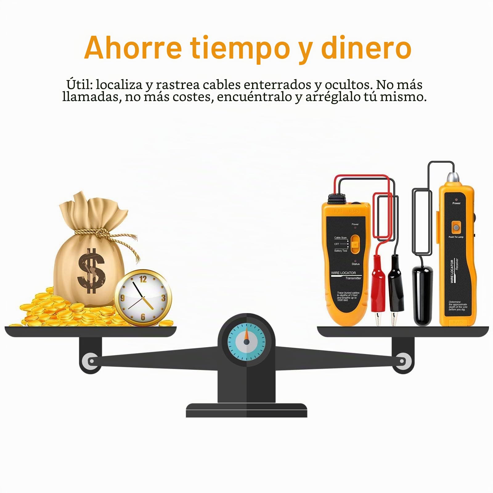 Localizador de cables subterráneos F02 con auriculares para localizar cables y control
