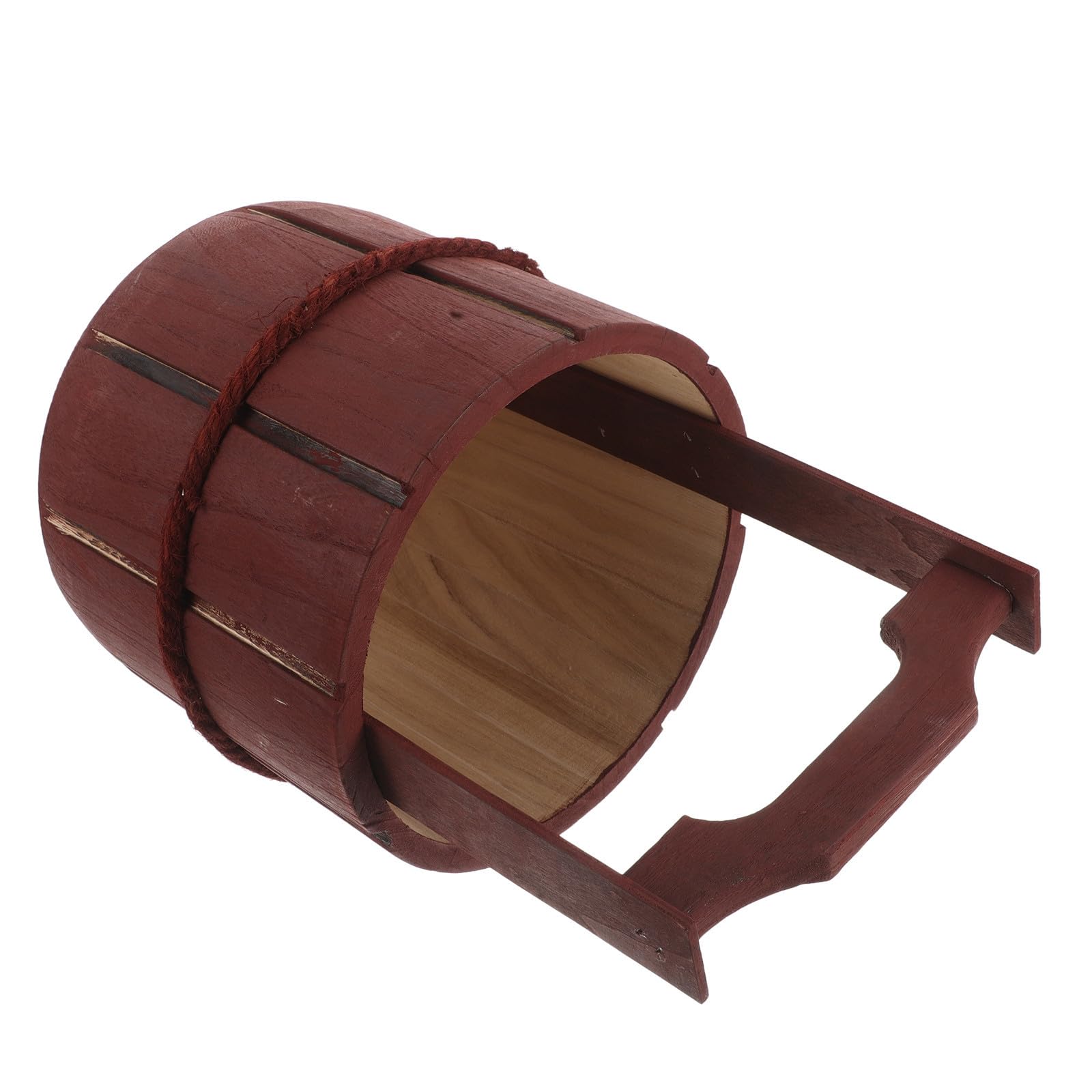 Secchio Scenico in Legno Rosso, Portatile e Sicuro