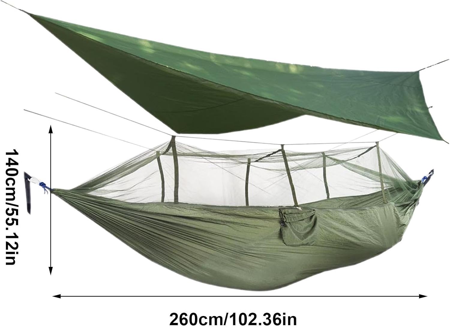 Hammock Fly Net, Waterproof Roof Fly Net, Protective Mesh Netting, Shield for Patio Backyard Garden Fishing Travel Hiking Backpacking Outdoor Shelter Cover 102.36x55.12 inches