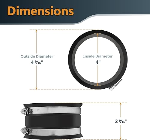 Miniatura 2 de POWERTEC 70149-P3 - Manguito flexible de control de polvo de 4 pulgadas con abrazaderas de manguera de acero, conector de manguera, acoplador de