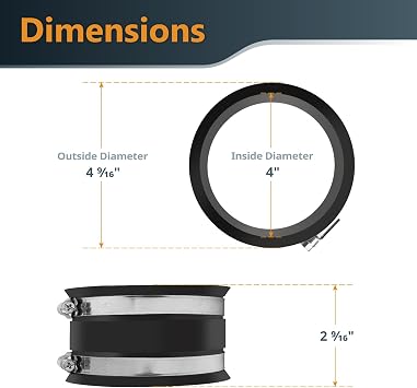 POWERTEC 70322 4 Inch to 2-1/2 Inch Reducer and 4 Inch Dust Control Flex Cuff with Stainless Steel Hose Clamps, Dust Collection Fitting for Woodworking Dust Collection Hose and Dust Ports, 1 Set
