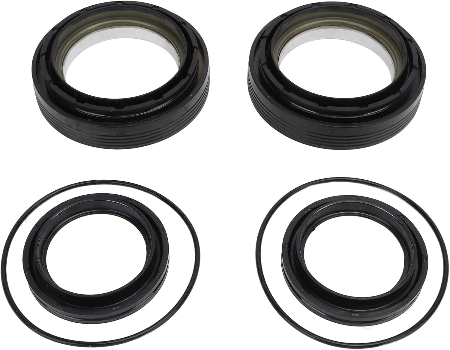 Front Axle Knuckle Seal Kit Heavy Duty Steel Rubber Construction Complete Seal Protection for F450 F550 Super Duty 1998 2004 Dana 50 60 Includes 6 Pieces Inner Outer Tube Oil