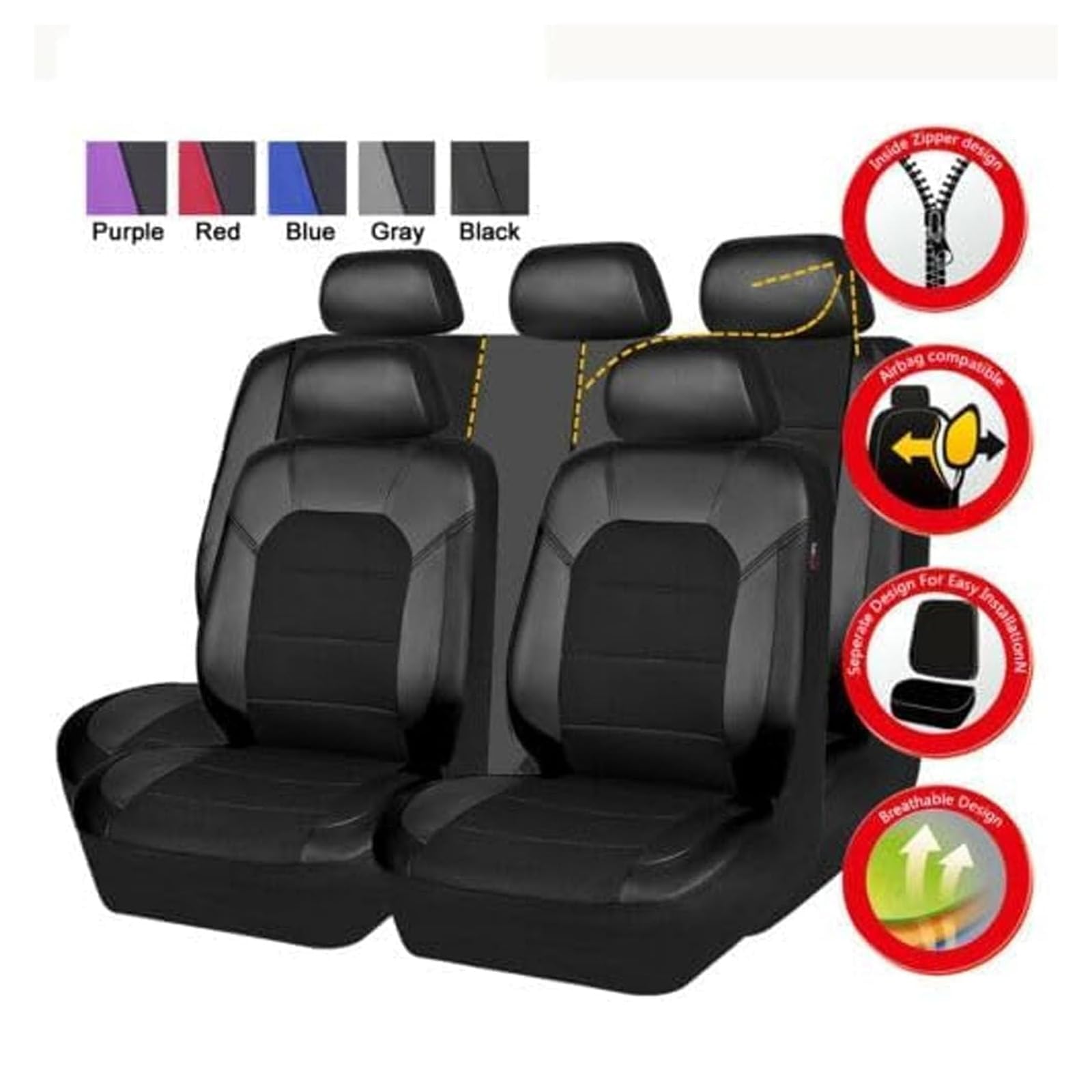 Car Seat Covers Full Set for Vauxhall Frontera (2025+), Waterproof NonSlip Front Protectors Comfortable and Breathable,C — view 2