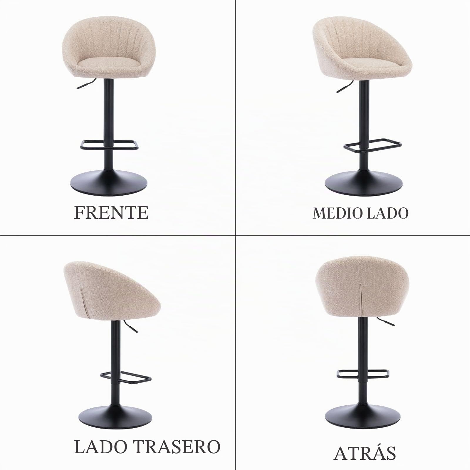 Ya-Home Juego 2 Taburetes de Bar Modernos Taburetes Alto de Cocina con Respaldo,Sillas Bar Giratorios Sillas Altas de Mostrador Regulables para Isla Cocina/Restaurante,Beige