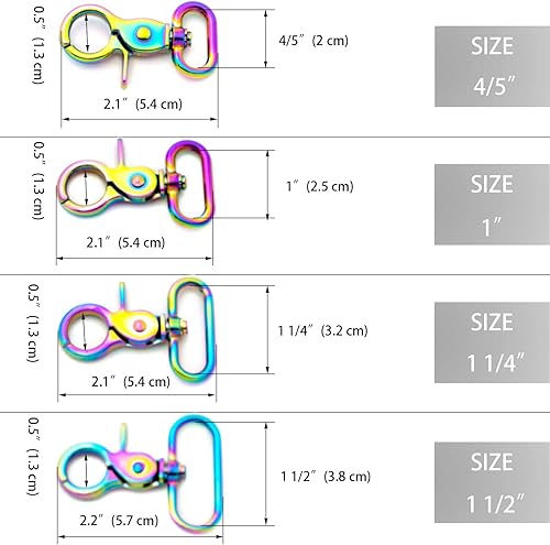 Miniatura 2 de Loosco Broches de gatillo arcoíris, 6 cierres de gancho, clips giratorios ovalados para correas, bolsas, cinturones, artesanía de cuero (1 pulgada)