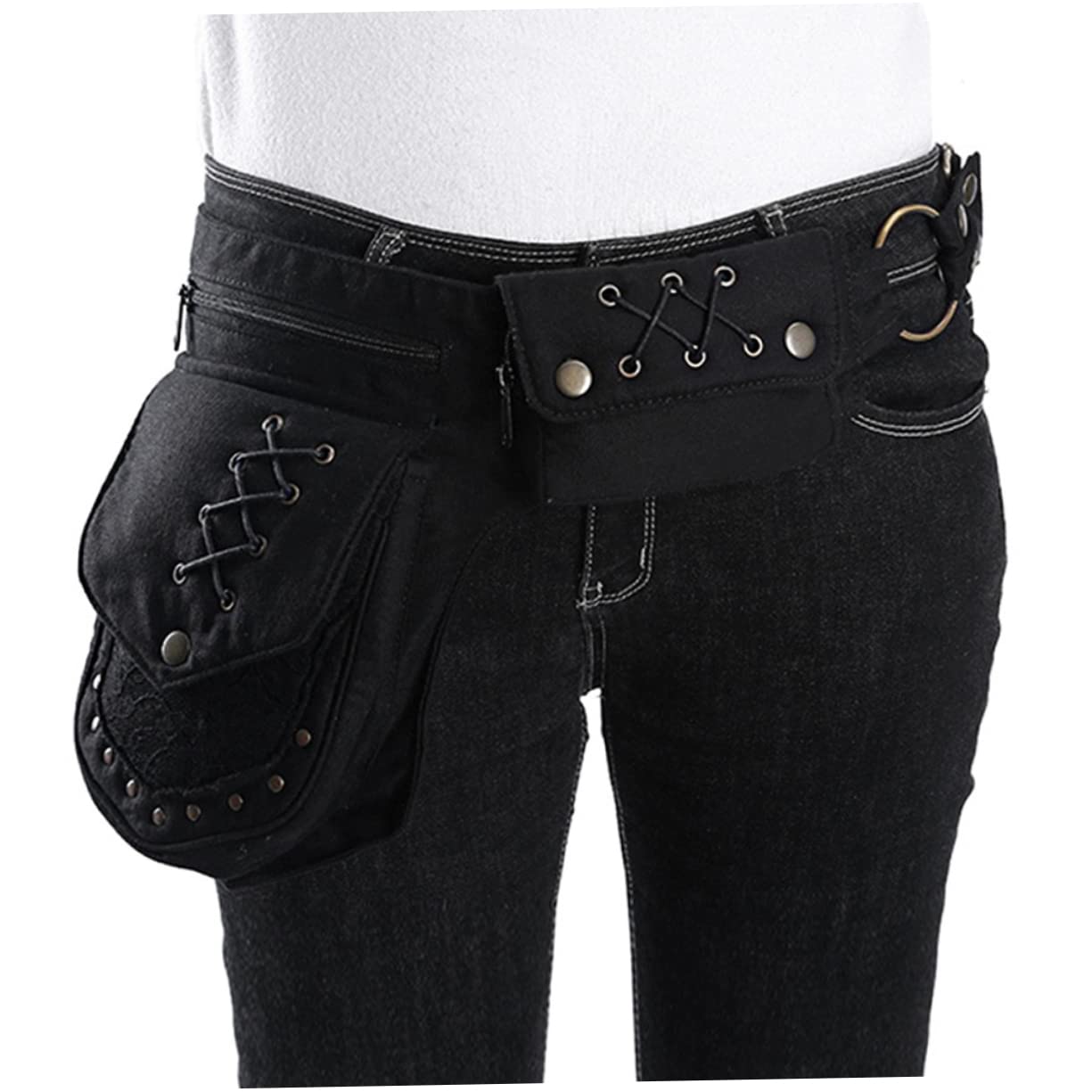 Marsupio Porta Cellulare Nero in Cotone Lega di Alluminio