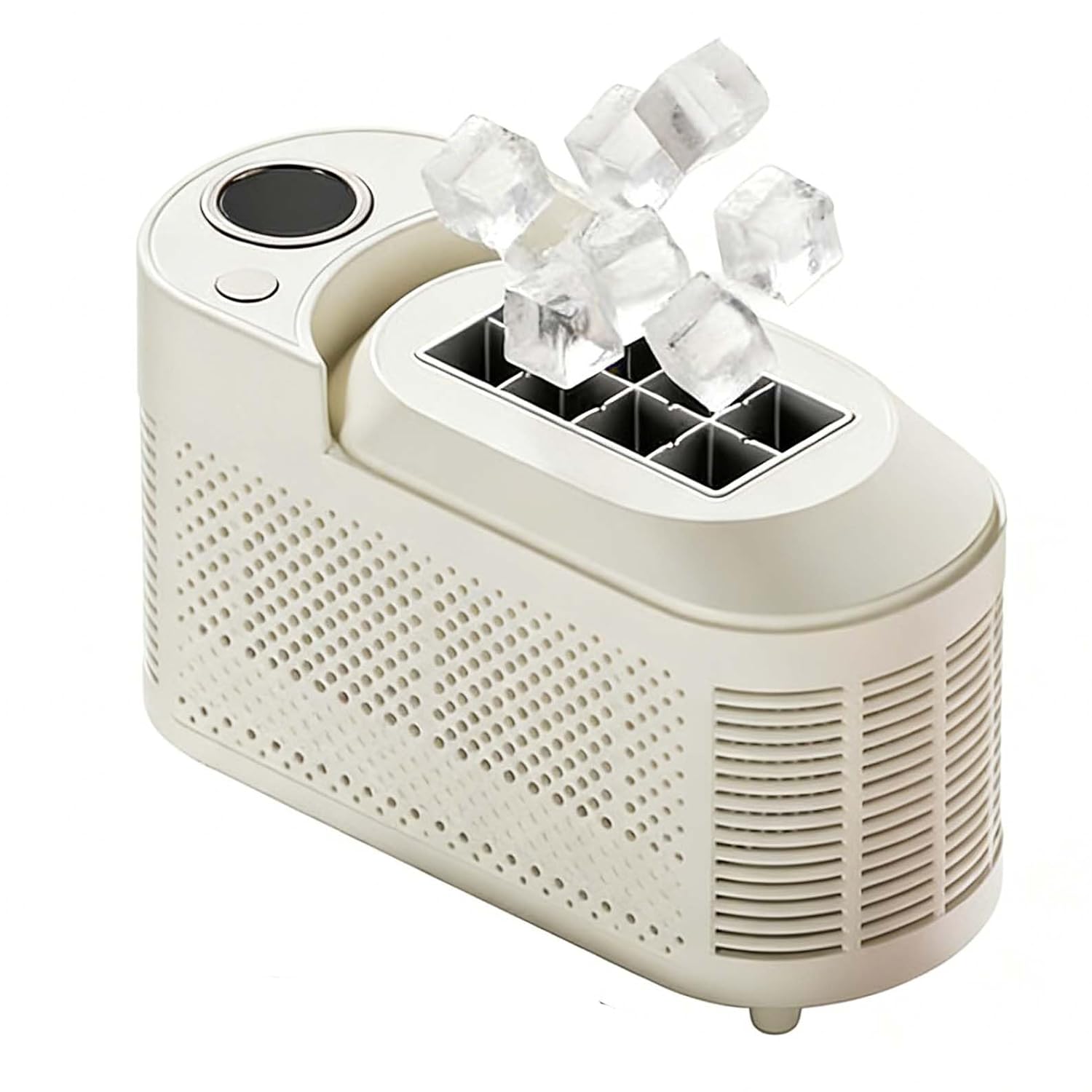 Portable Ice Maker, 12V DC Countertop Ice Cube Machine with 8 Cubes Per Cycle, 10-15 Minute Ice Production, Transparent Window, for Home, Kitchen, RV, Camping