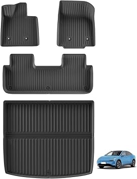 for Onvo L60 2024 2025 Car Floor Mats Cargo Liner Trunk Pad TPE 3D Foot Mat Waterproof Odorless Tray Set BlackLHD 4PCS