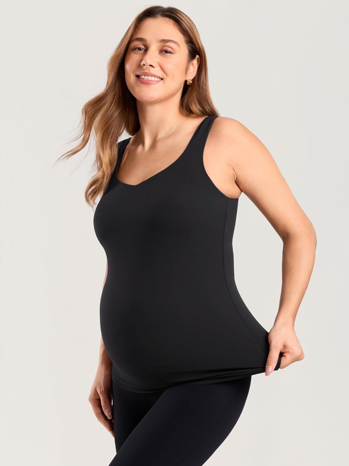 MOMANDA Maternity Nursing Tank Tops with Built in Bra Sleeveless Casual Pregnancy Tee V Neck Workout Shirt - Image 2