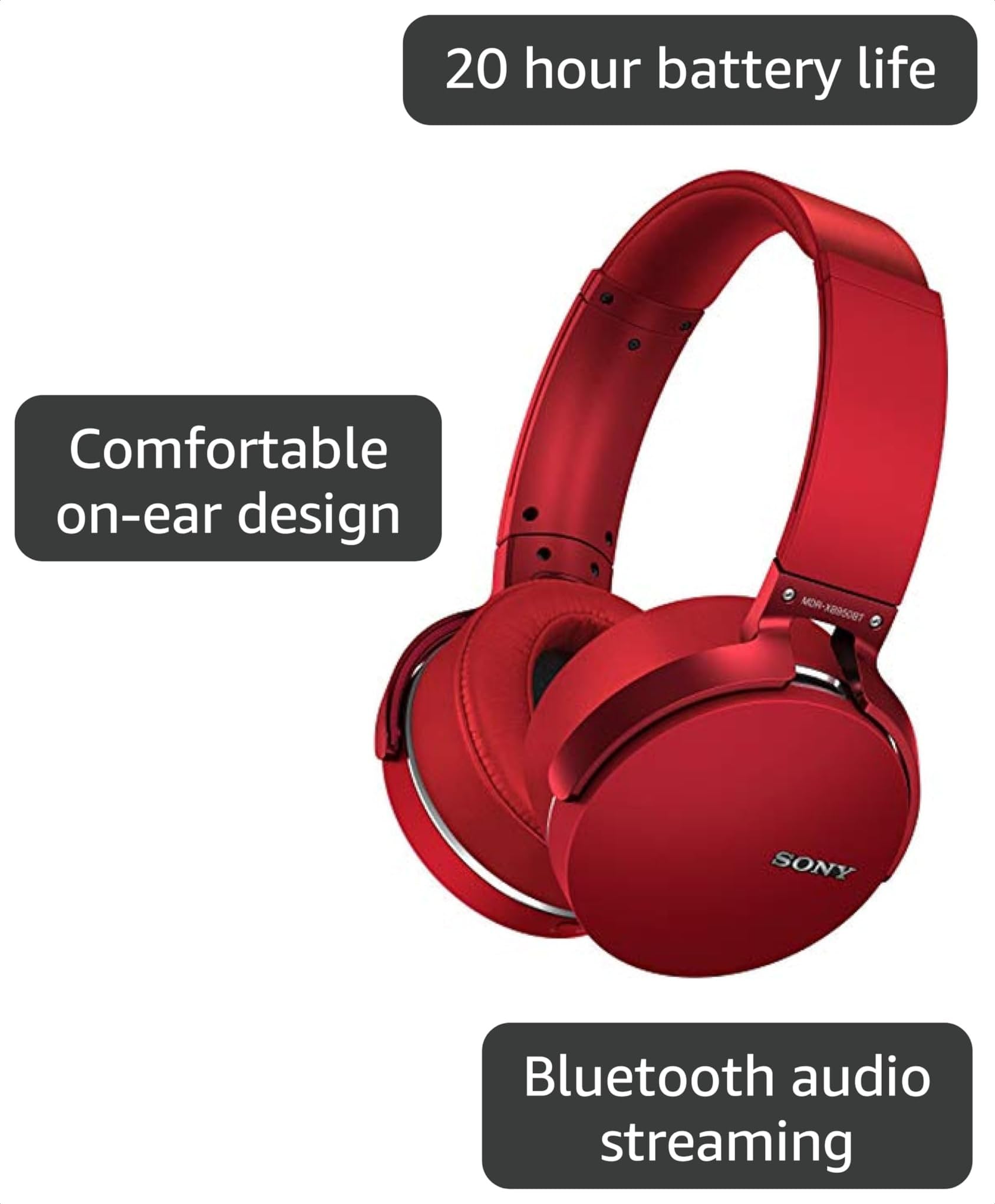 Amazon.com: Sony MDRXB950BT/R Extra Bass Bluetooth Headphones, Red