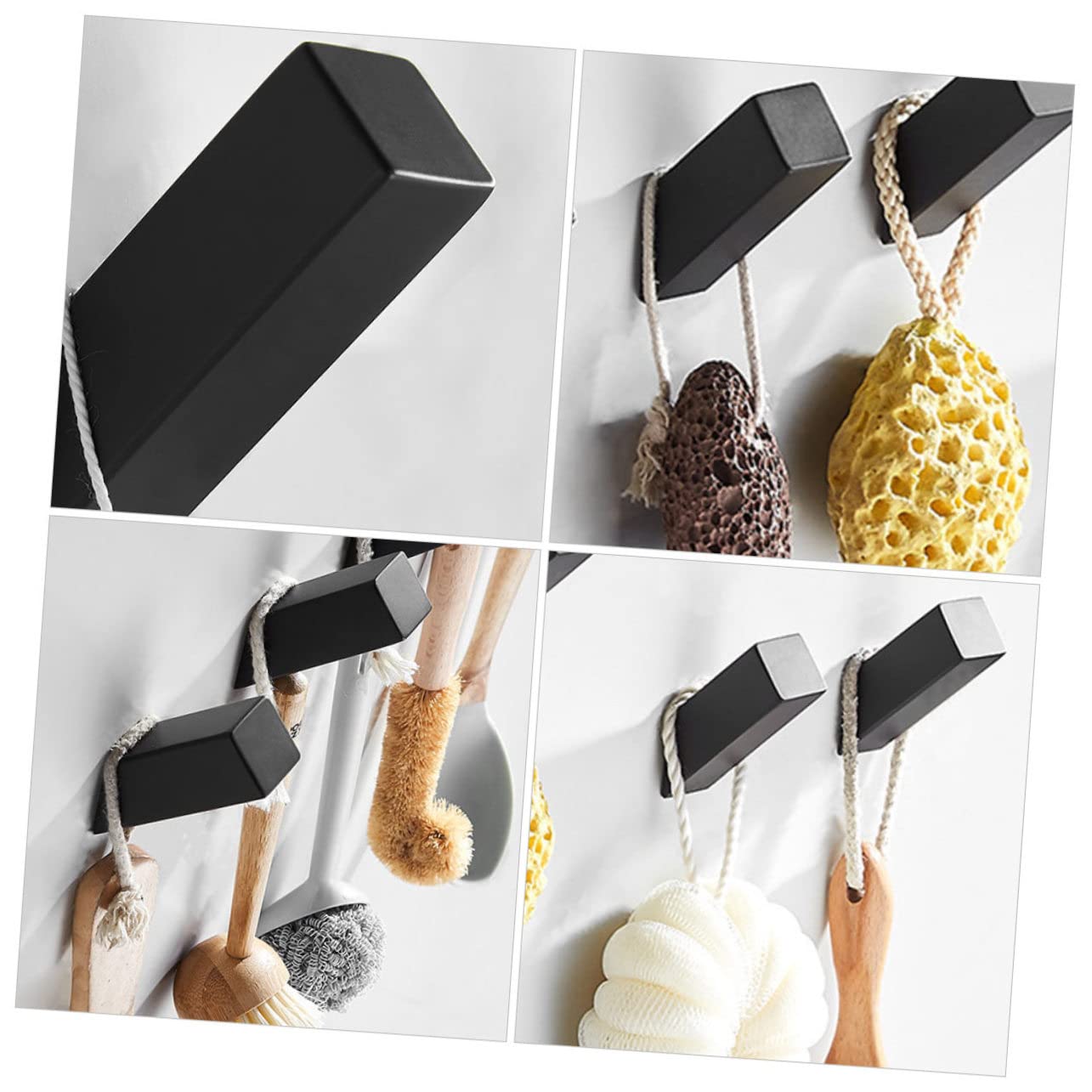 Tofficu 2 Series Gancho De Pared Percheros Individuales Cocina Baño Percheros Decorativos Percha Sencilla Gancho Para Colgar En La Pared Acero Inoxidable Black 2 Piezas*2