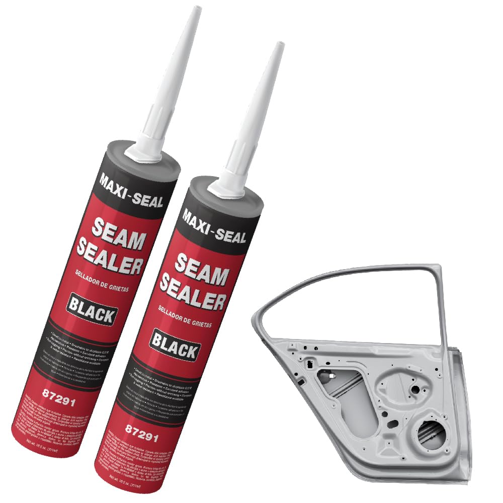 LAUCO Maxi -Seal Polyurethane Seam Sealer Automotive - Black, 10.5oz Tube Durable & Flexible Body Filler - Seam & Joint Compound for Bare/Painted Surfaces - Brushable to Duplicate O.E.M (2 Pack)