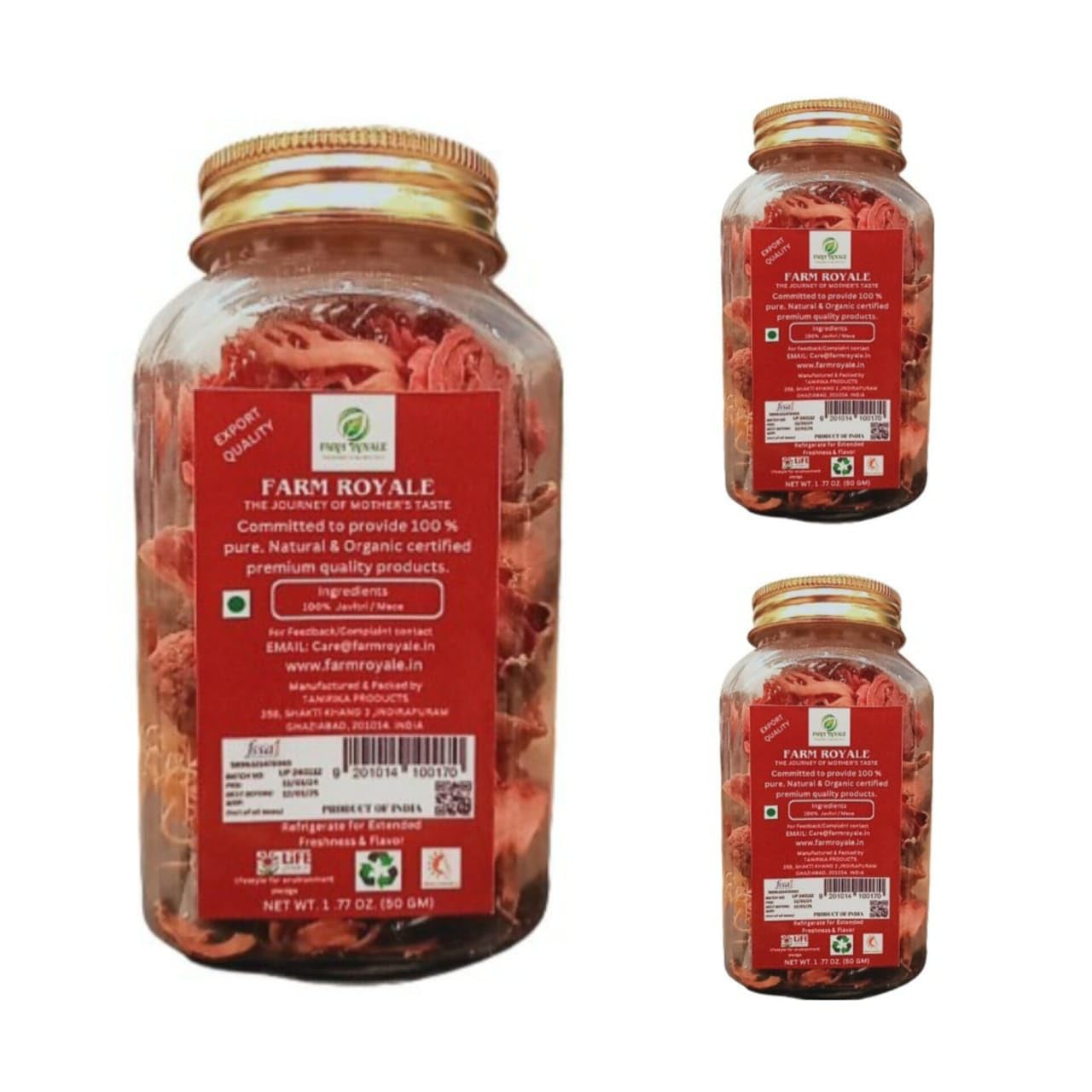 Farm Royale Javitri /Mace Whole -1+1+1 Combo(50gm +50gm + 50gm)- Premium Culinary Spice for Exquisite Dishes||Export Quality, 100% Pure Natural Spice, Free from Colors and Flavors, Sustainable Eco-Friendly Packaging