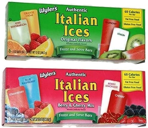 Wyler's Authentic Italian Ices Combo, Berry & Cherry Mix and Original Flavors Net Wt. 24 oz