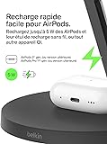 Belkin BoostCharge Station de Recharge 3-en-1 avec Qi2, Chargeur MagSafe Compatible pour Les modèles de l'iPhone 17, iPhone Air, Apple Watch, AirPods, Pixelsnap, Adaptateur Inclus - Noir - 5