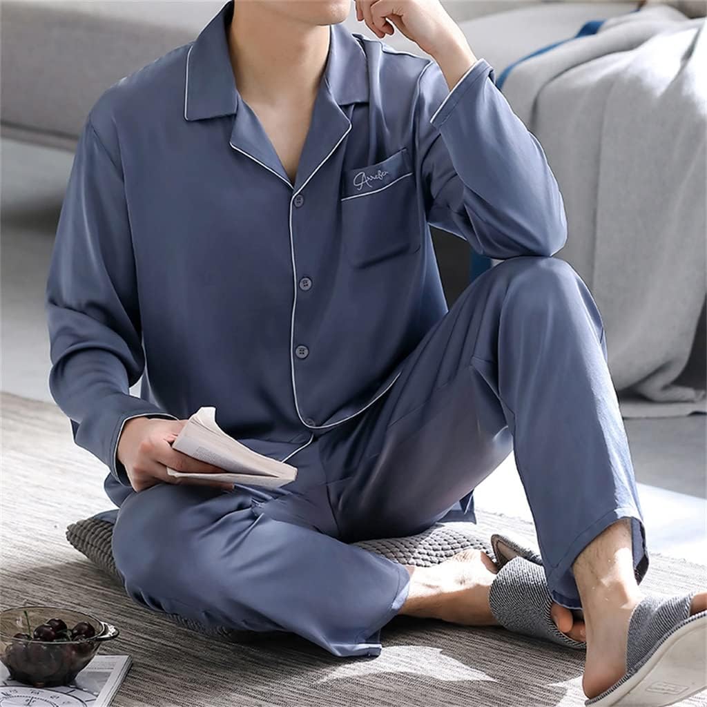 Pajamas Men's Spring and Autumn Ice Silk Long Sleeve Homewear Four Seasons