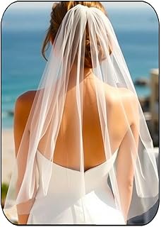 Bride Wedding Veils Ivory Elbow Length 1 Tier Bridal Tulle Veil with Comb for Women