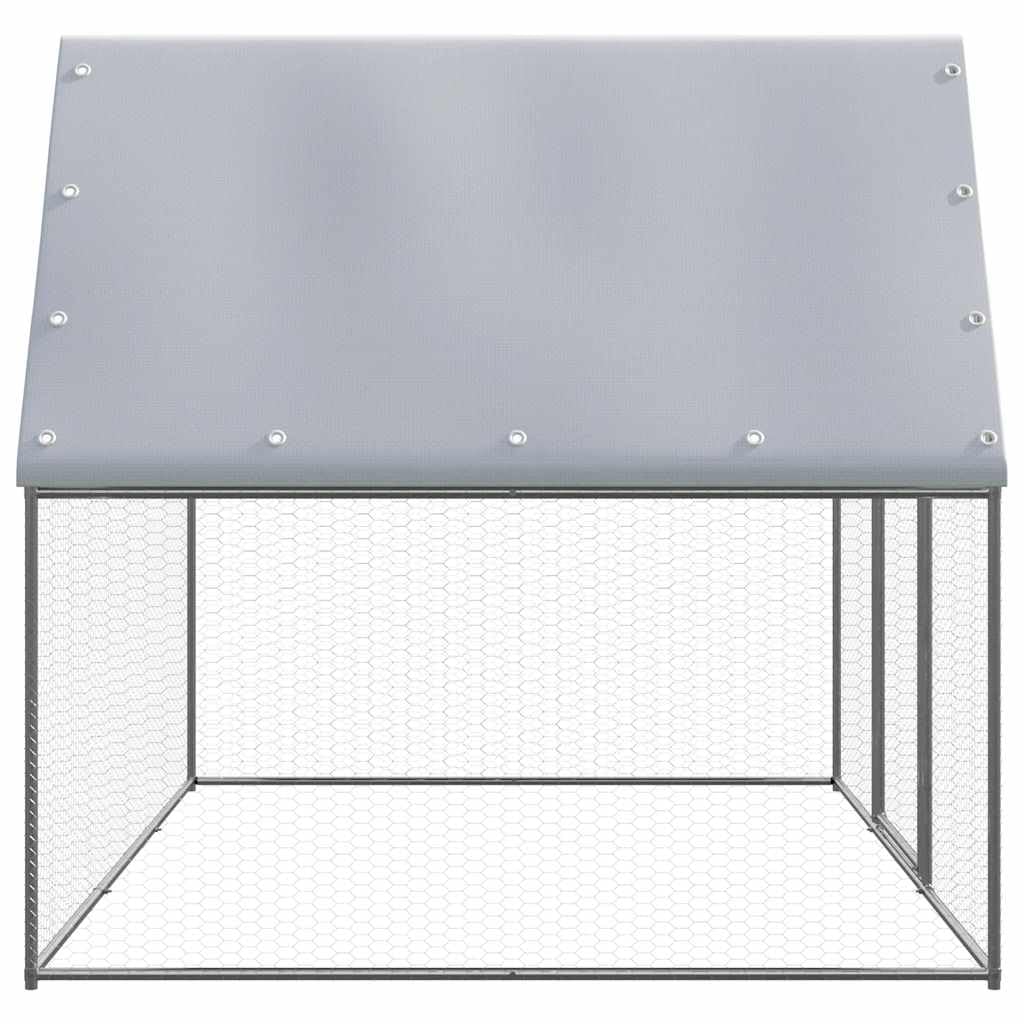 Jaula para pollos de acero galvanizado plateado y gris, 3 x 2 x 2 m, con techo impermeable y puerta con cerradura, ideal como recinto para animales pequeños para conejos, cobayas y roedores
