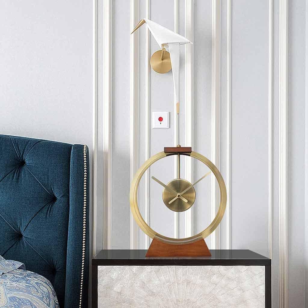 Solid Wood Desk Clock Home Clock Ornaments Desktop Desk Clock Modern Clock (Color : Gold, Size : 28CM)