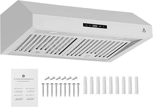 Campana extractora de 30 pulgadas, montaje en pared con 400 CFM, campana extractora de acero inoxidable con control táctil, ventilador de escape de