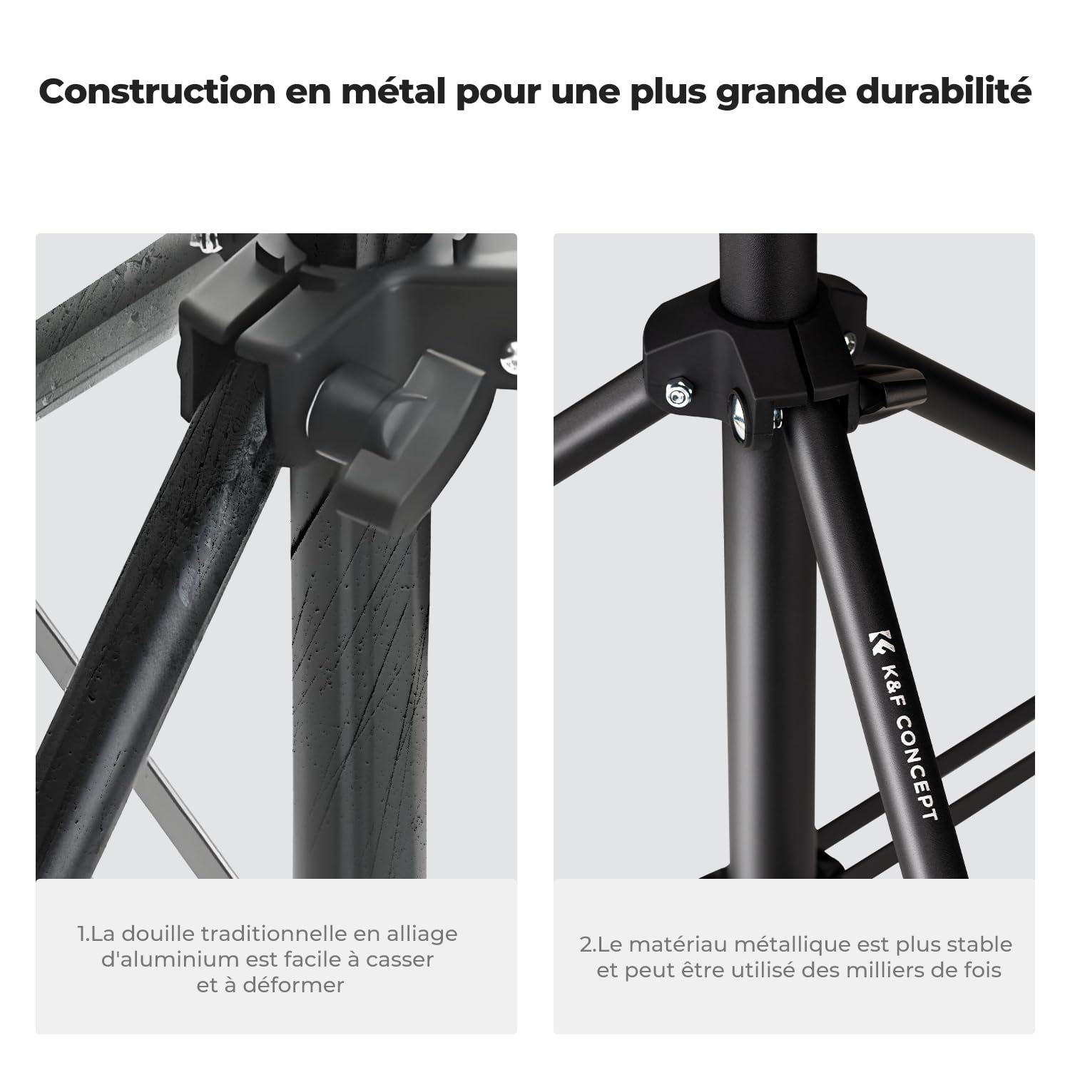 K&F CONCEPT Trépied d'Éclairage 230cm Métal pour Studio Photo | Support réglable, vis 1/4, réflecteur flash vidéo, sac inclus, éclairage studio photographie, TL02
