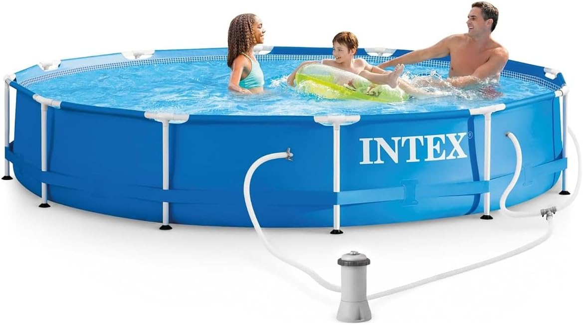 28211EH Metal Frame Above Ground Swimming Pool Set: 12ft x 30in – Includes 530 GPH Cartridge Filter Pump – Puncture-Resistant Material – Rust Resistant – 1718 Gallon Capacity