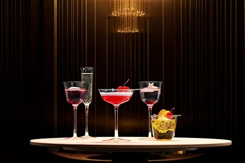 Miniatura 3 de Juego de 2 copas vintage Crystal Nick & NoraWine Coupé - Brillo transparente - Cócteles, vino, whisky, ginebra, copa de cóctel - Vidrio soplado a